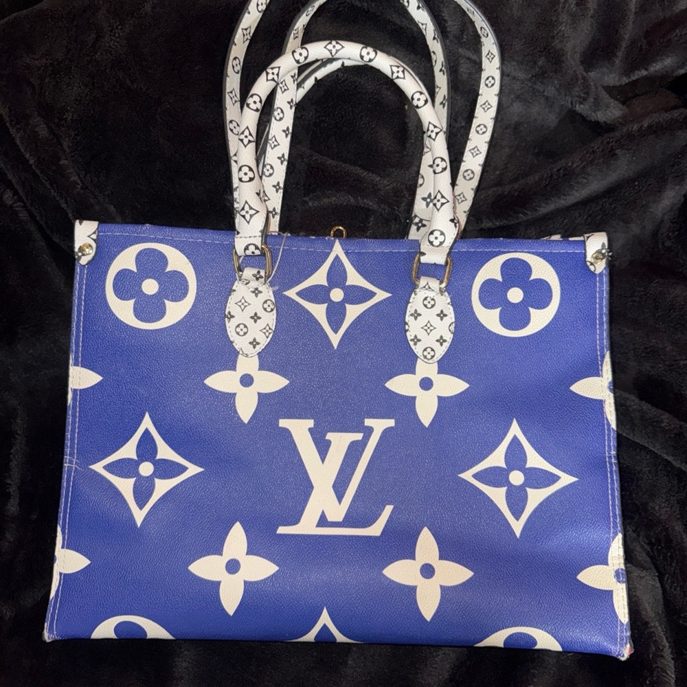 Louis Vuitton Blue and White Monogram Tote